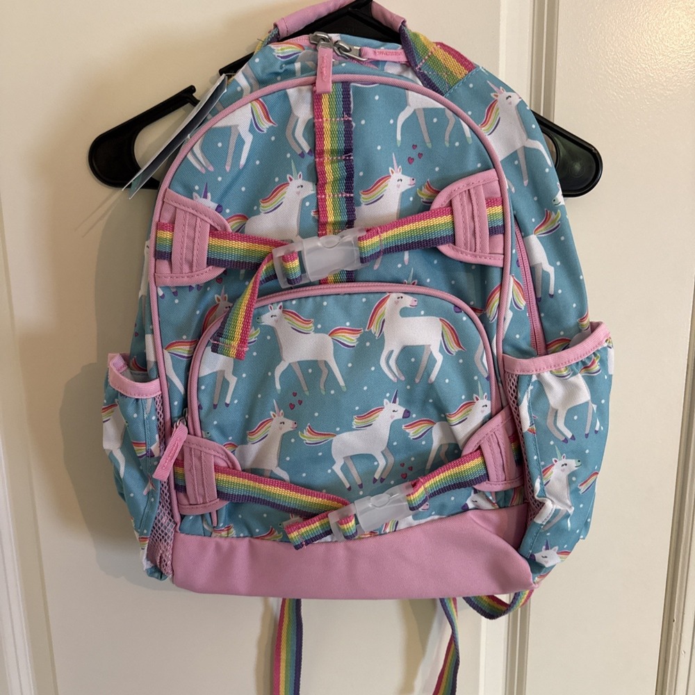Pottery Barn Kids Mackenzie Aqua Unicorn Parade Backpack Large NWT
